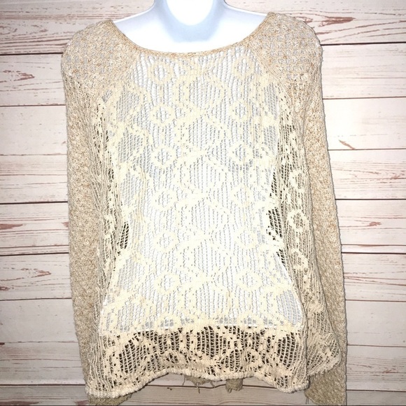 Free People Exquisite Lace Back Knit Sweater XS - Picture 4 of 8